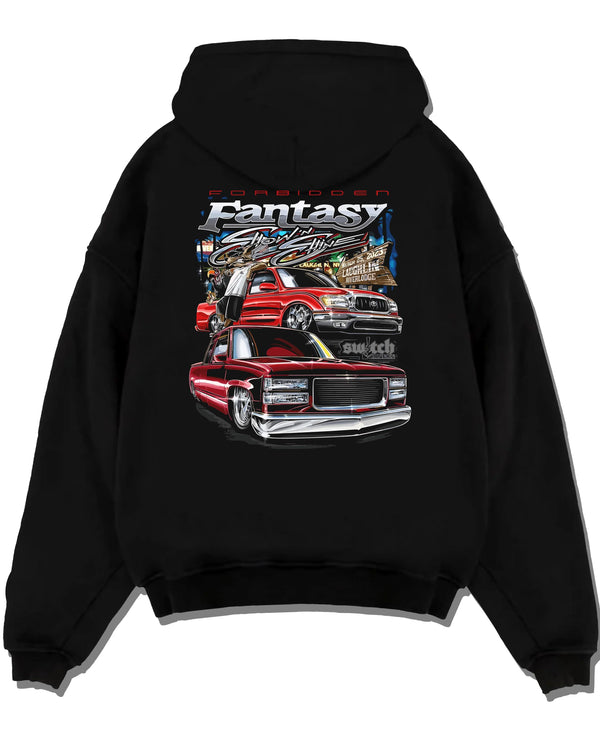 Black pullover hoodie laid flat on a white background, featuring BMW E30 jdm japanese retro vintage classic enthusiast graphic.
