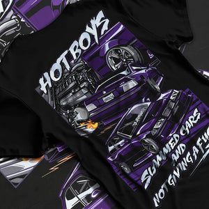 Black T-shirt laid flat with natural fabric folds, featuring BMW M3 rs turbo racing drift motorsport euro german street graphic.