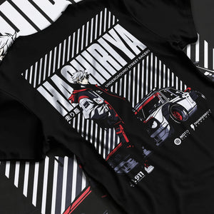 Black T-shirt laid flat with natural fabric folds, featuring rs racBlack T-shirt laid flat with natural fabricBlack T-shirt laid flat with natural fabric folds, featuring ACURA NSX turbo race street racing performance motorsport graphic.Black T-shirt laid flat with natural fabric folds, featuring Dodge Charger muscle retro racing street performance graphic. folds, featuring Volkswagen Beetle racing classic legend street performance graphic.e drift jdm tokyo street underground racing graphic.