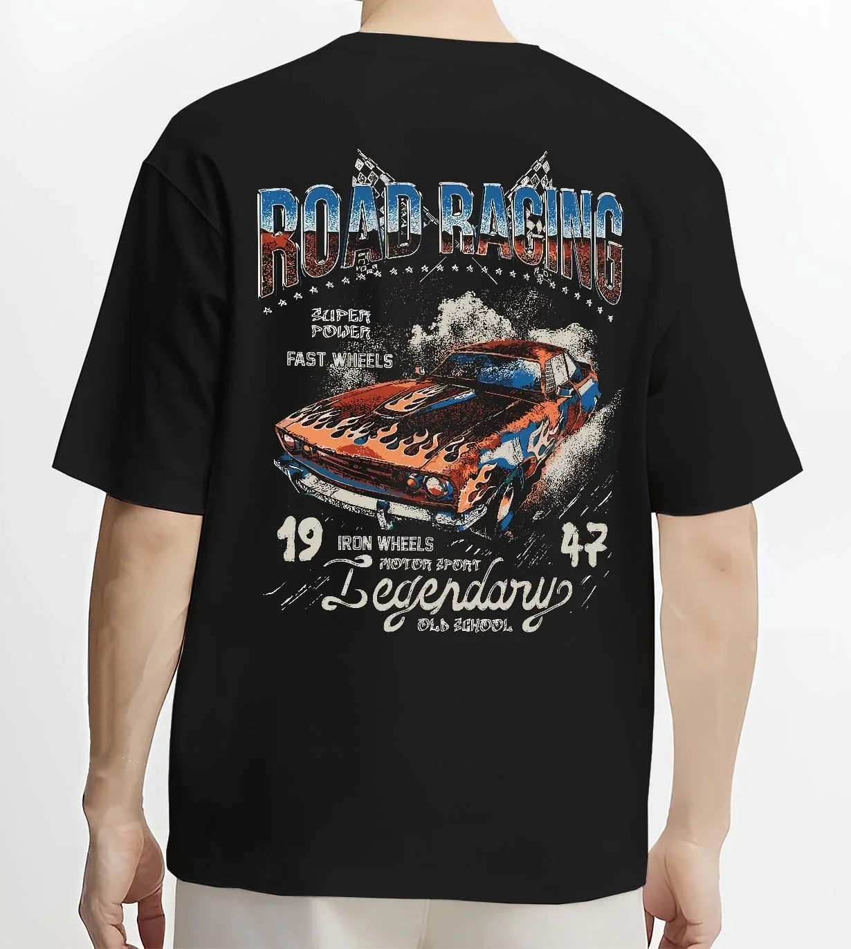 Black T-shirt worn by a male model, back view, featuring Lexus IS250 jdm street racing performance motorsport automotive graphic.