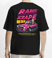 Black T-shirt worn by a male model, back view, featuring Nissan 350Z turbo turbocharged racing drift jdm japanese stance graphic.