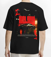 Black T-shirt worn by a male model, back view, featuring McLaren SENNA track street racing performance motorsport graphic.